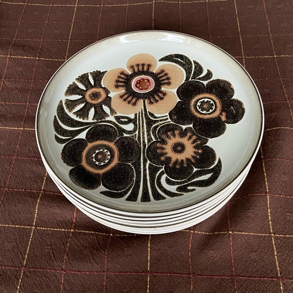 Westbury Danby Vintage 8 10” Dinner Plates Brown Tan Floral MCM - Rare! - Picture 3 of 9